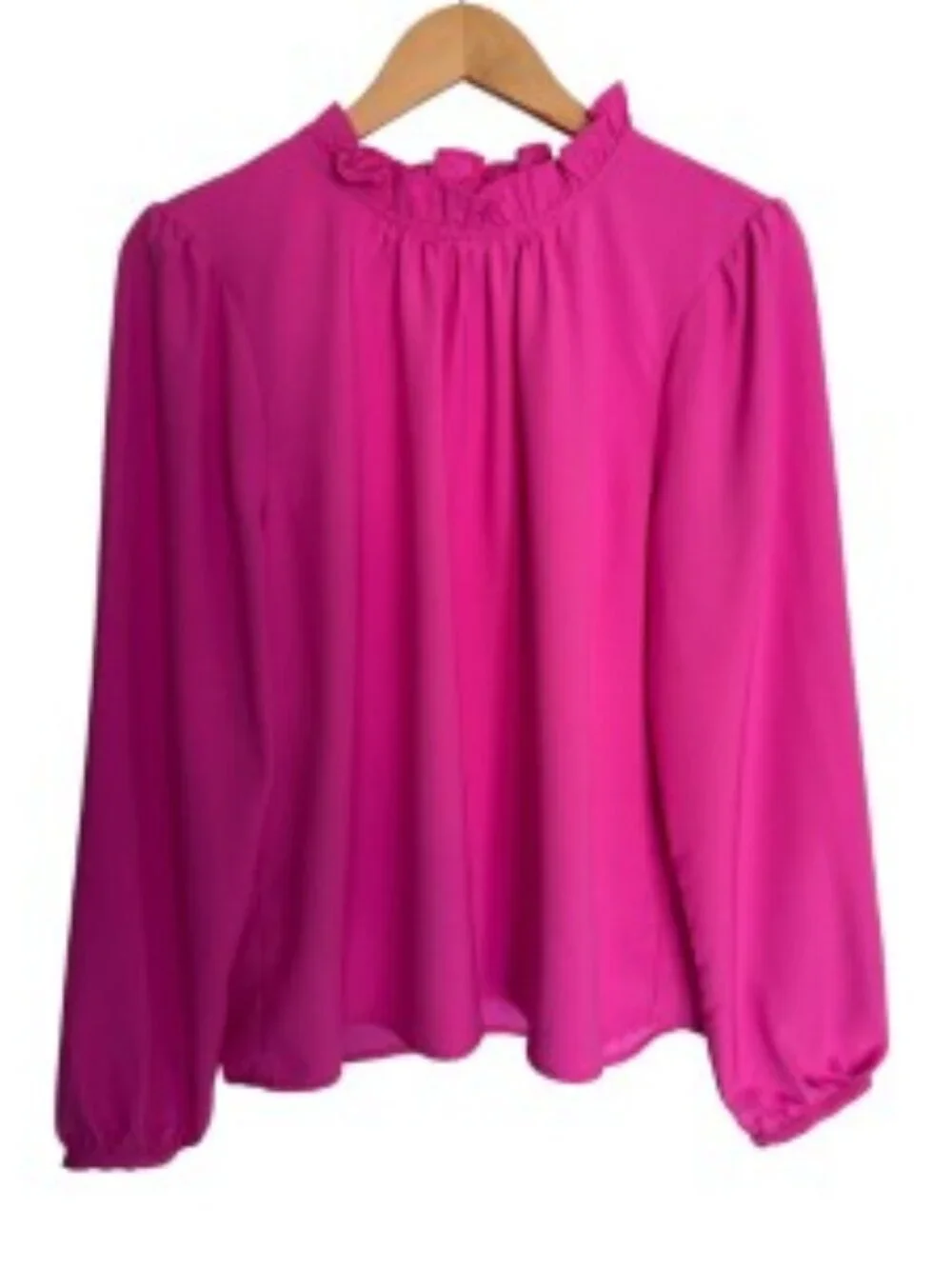 J. Crew Pink Ruffle Neck Blouse Large